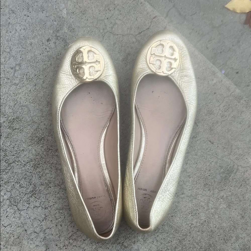 Tory Burch Metallic Gold Flats